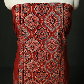 Ajrakh hand block print natural dyed cotton unstitched