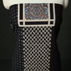 Ajrakh hand block print natural dyed cotton unstitched