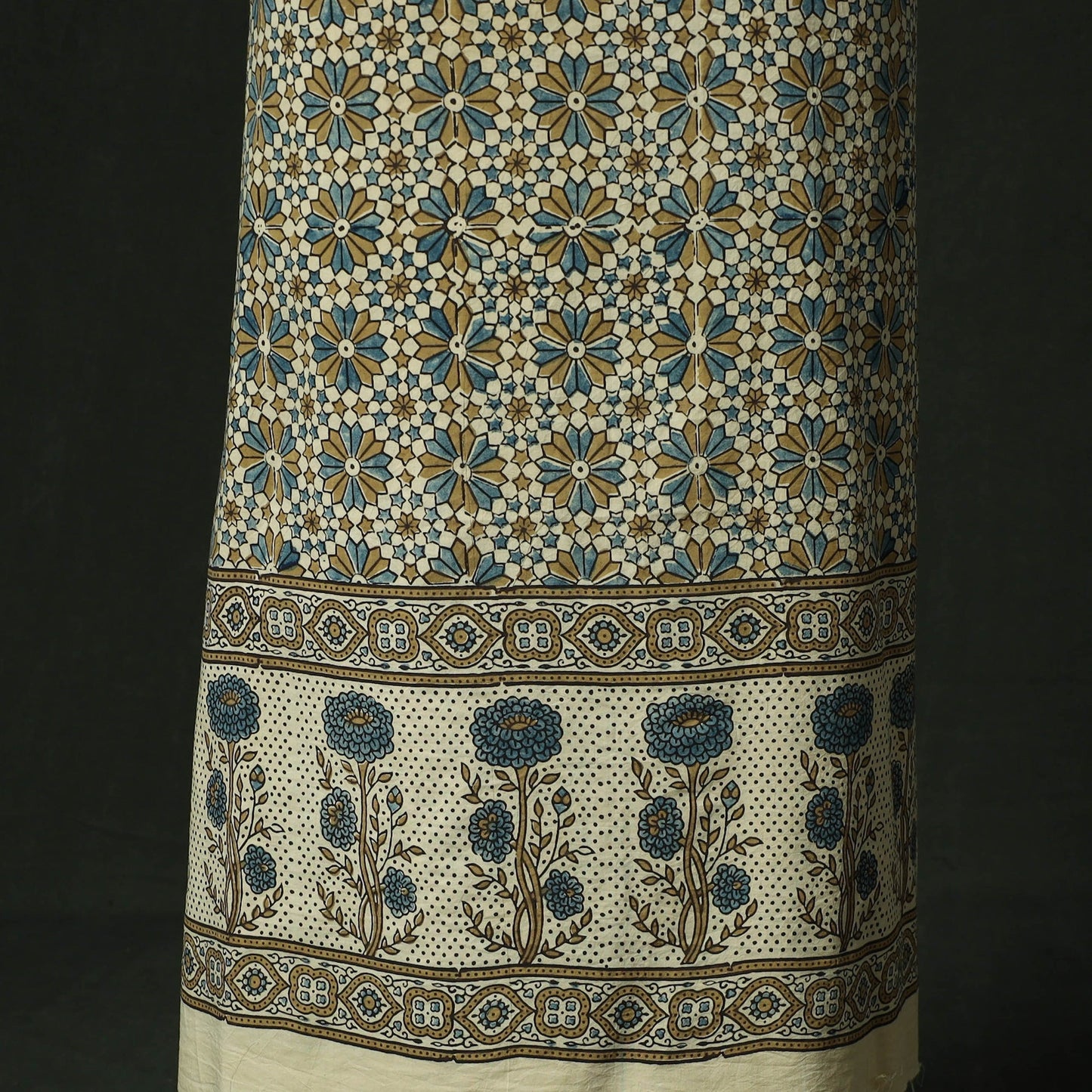 Ajrakh hand block print natural dyed cotton unstitched