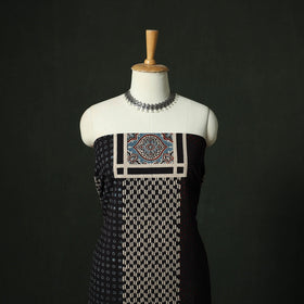 Ajrakh hand block print natural dyed cotton unstitched