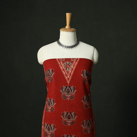 Ajrakh hand block print natural dyed cotton unstitched