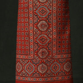 Ajrakh hand block print natural dyed cotton unstitched