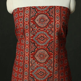 Ajrakh hand block print natural dyed cotton unstitched
