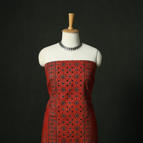 Ajrakh hand block print natural dyed cotton unstitched