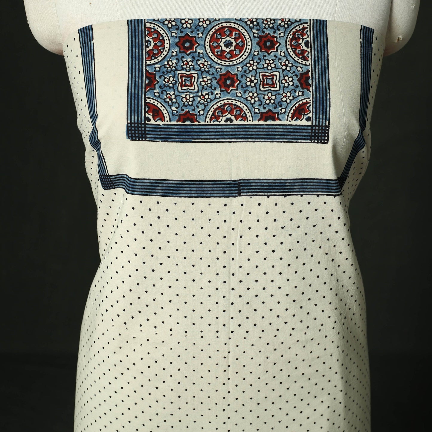 Ajrakh hand block print natural dyed cotton unstitched