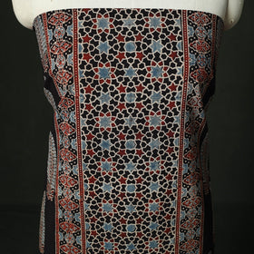 Ajrakh hand block print natural dyed cotton unstitched