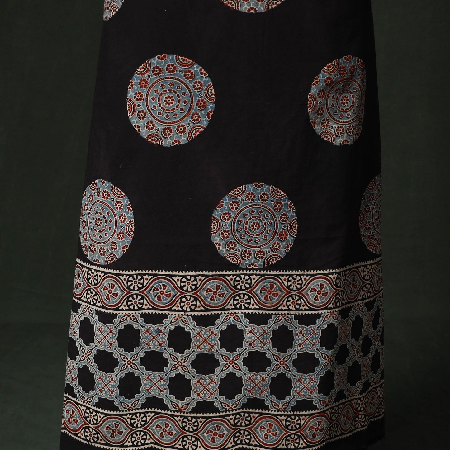 Ajrakh hand block print natural dyed cotton unstitched