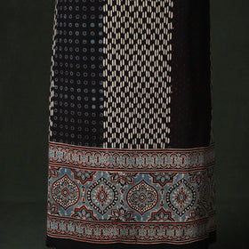 Ajrakh hand block print natural dyed cotton unstitched