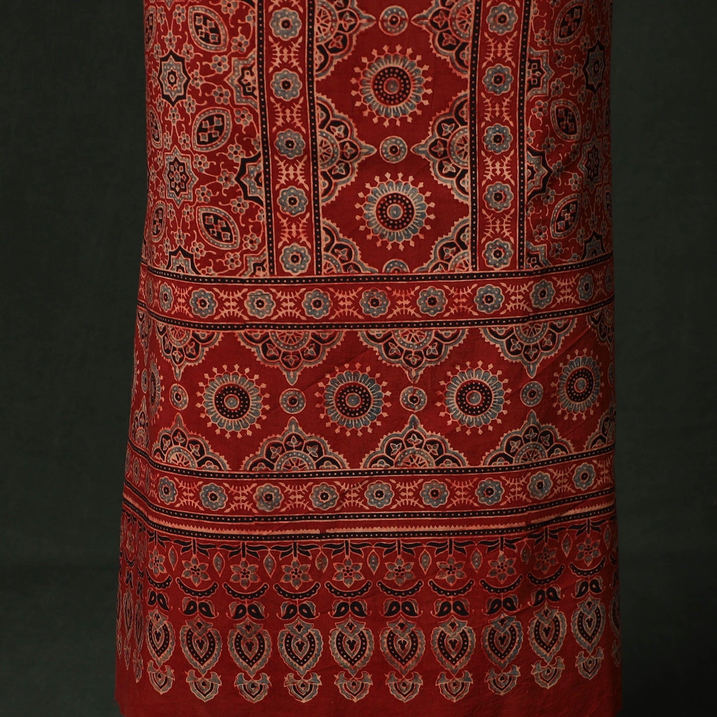 Ajrakh hand block print natural dyed cotton unstitched