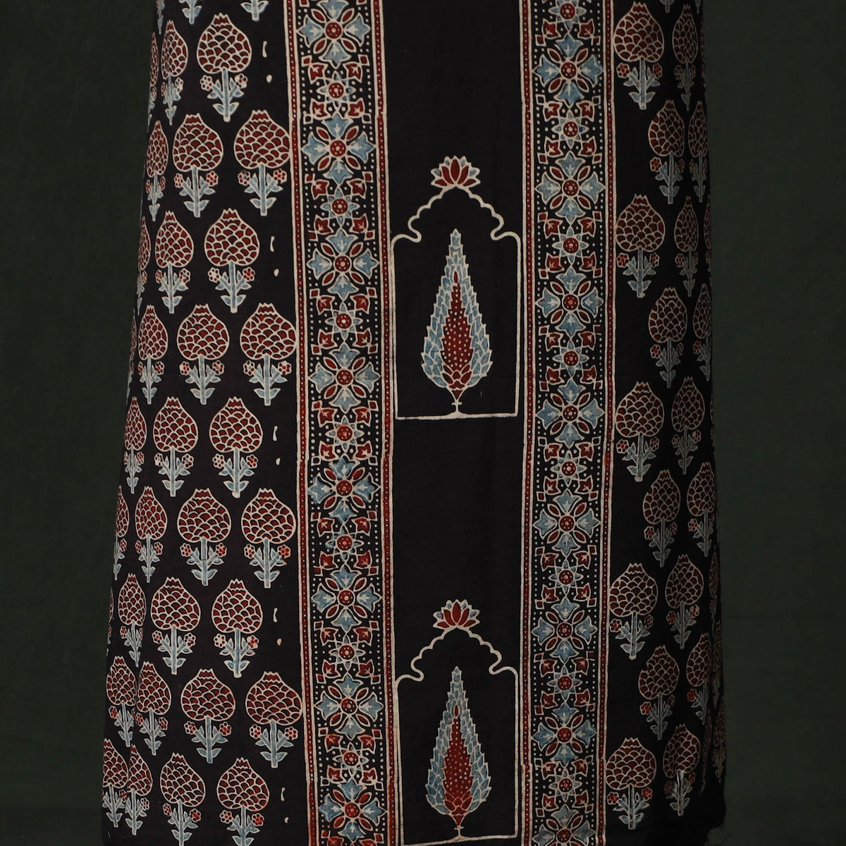 Ajrakh hand block print natural dyed cotton unstitched