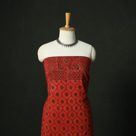 Ajrakh hand block print natural dyed cotton unstitched