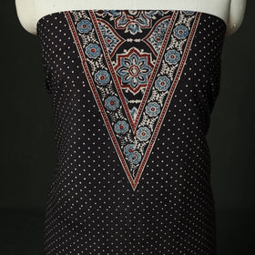 Ajrakh hand block print natural dyed cotton unstitched