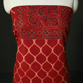 Ajrakh hand block print natural dyed cotton unstitched