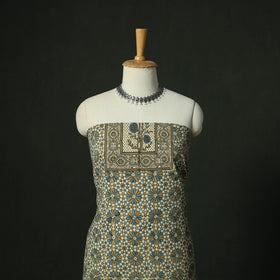 Ajrakh hand block print natural dyed cotton unstitched