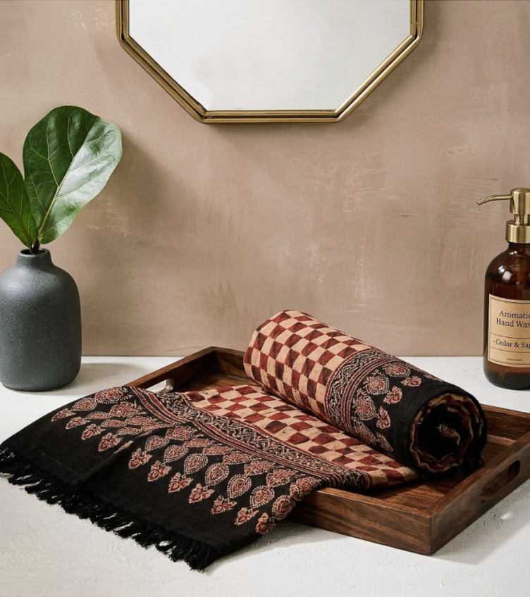 Handloom Ajrakh Towels