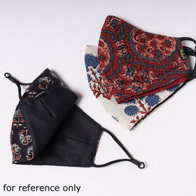  Akola Block Printed Cotton 3 Layer Snug Fit Face Cover 