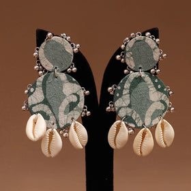 Alisha shell & ghungroo work fabart handmade earrings