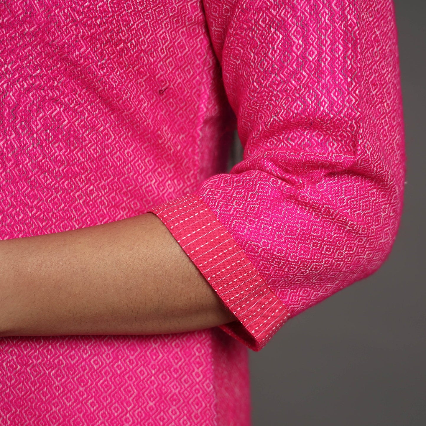 Amaira dark pink merino woolen kurta - handcrafted