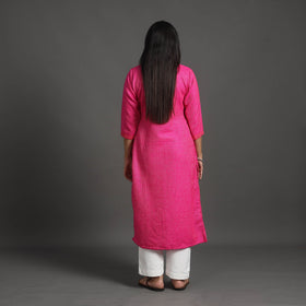 Amaira dark pink merino woolen kurta - handcrafted