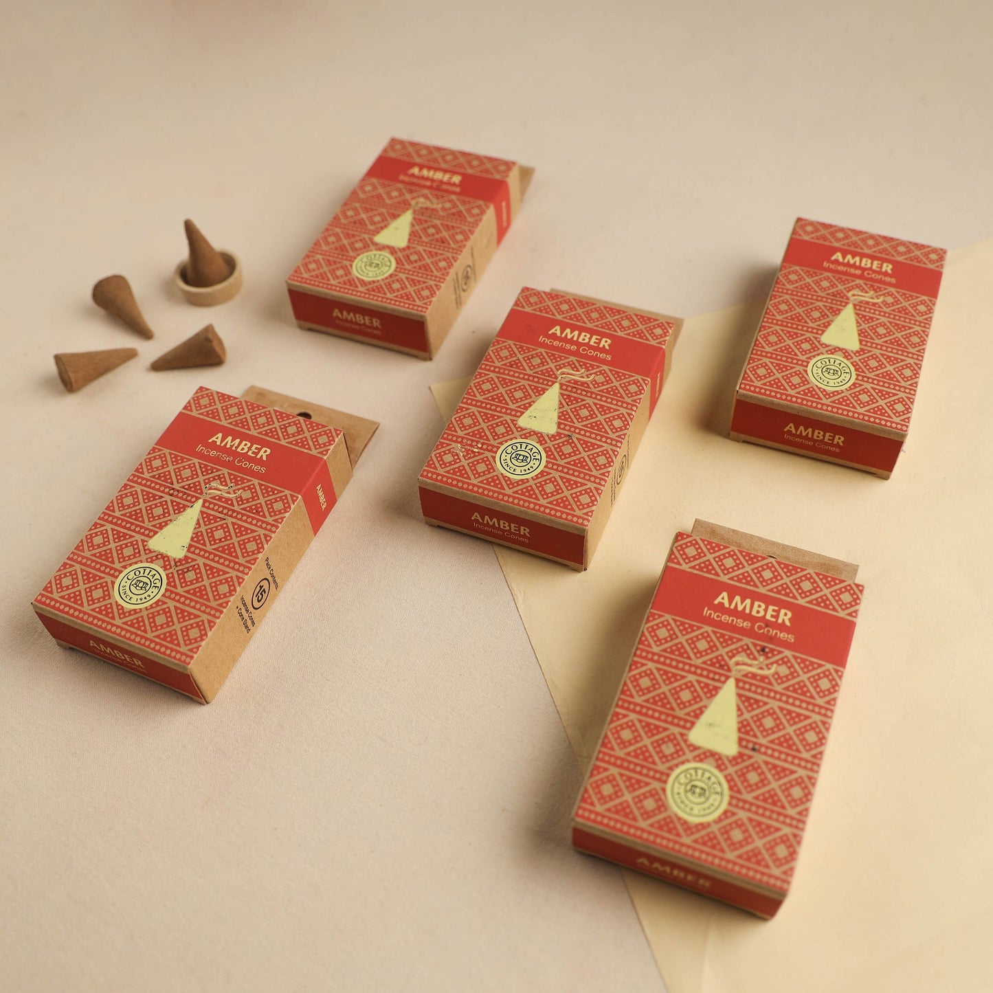 Amber - Sri Aurobindo Ashram Natural Incense Cones (Set of 5)