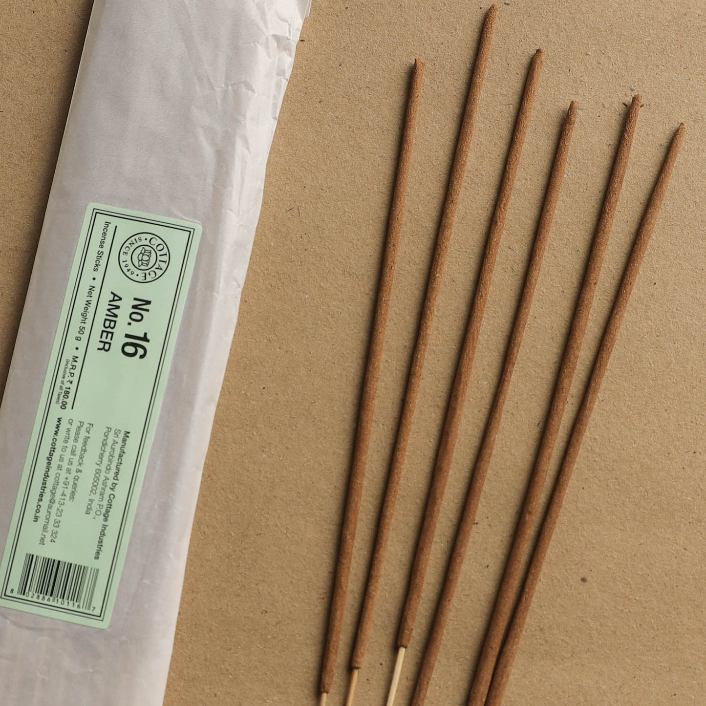 Amber - Sri Aurobindo Ashram Natural Incense Sticks (50 gm)