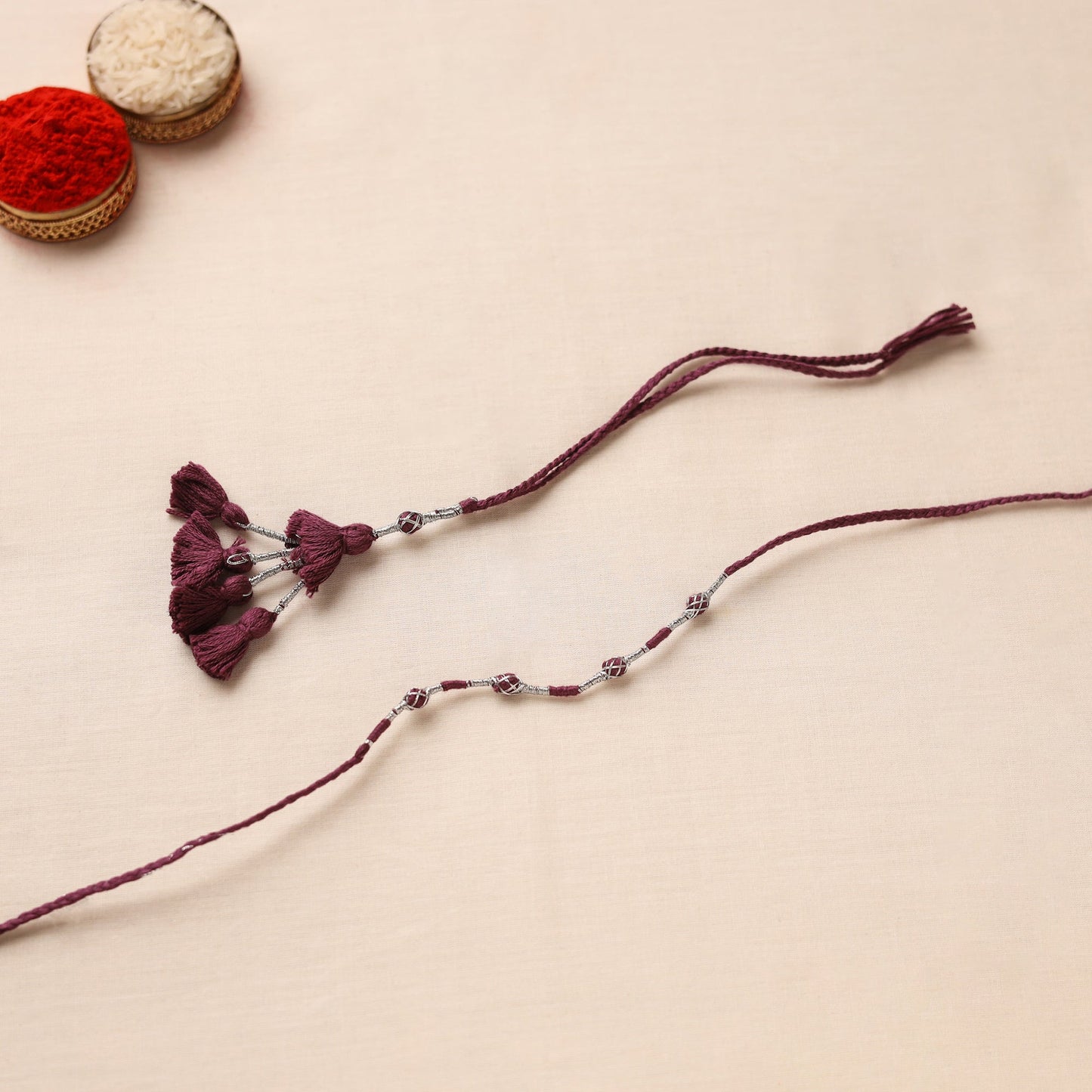 Anant Raksha Thread work Rakhi & Lumba Set