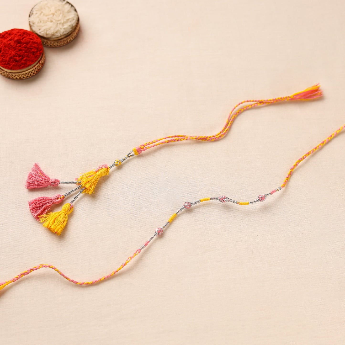 Anant Raksha Thread work Rakhi & Lumba Set