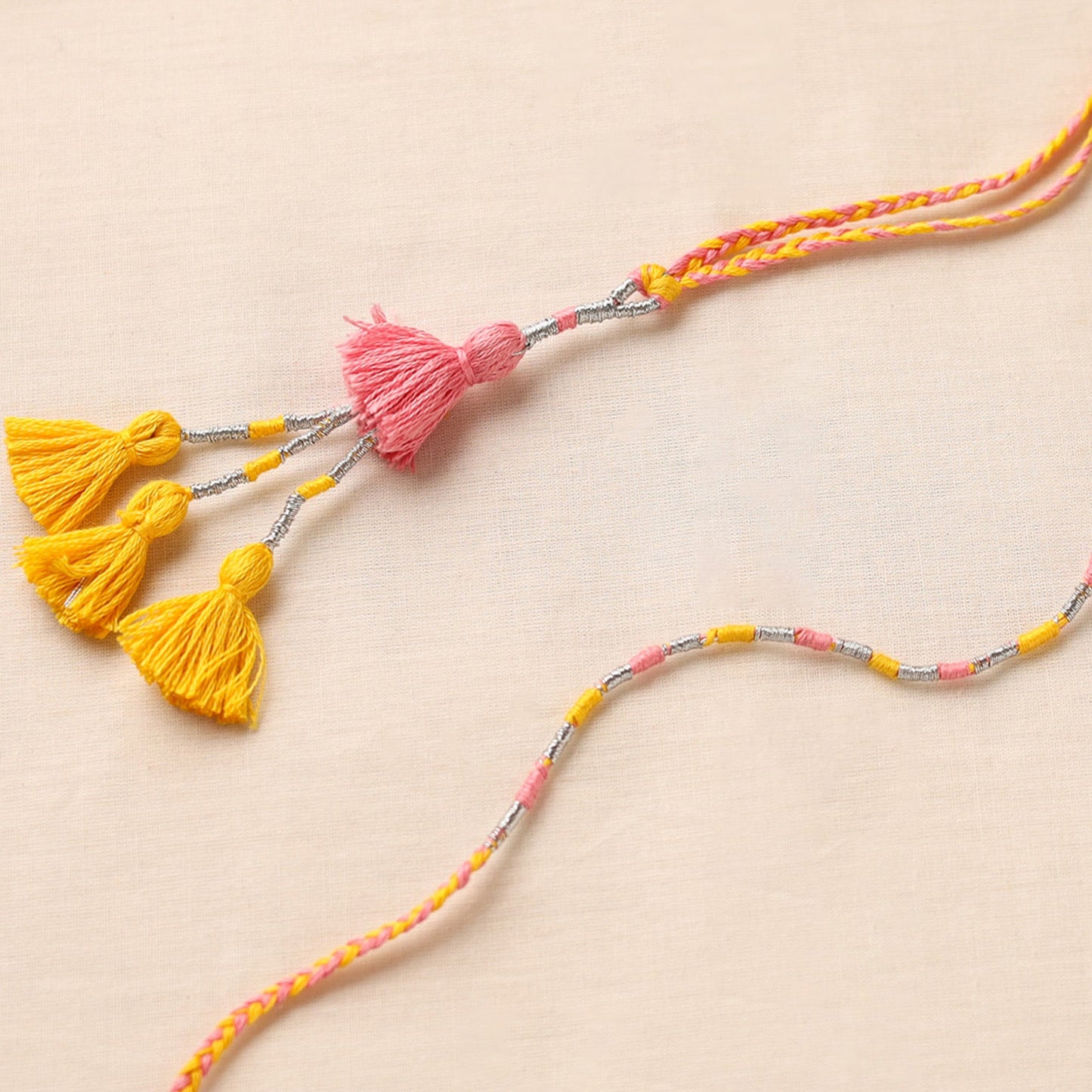 Anant Raksha Thread work Rakhi & Lumba Set