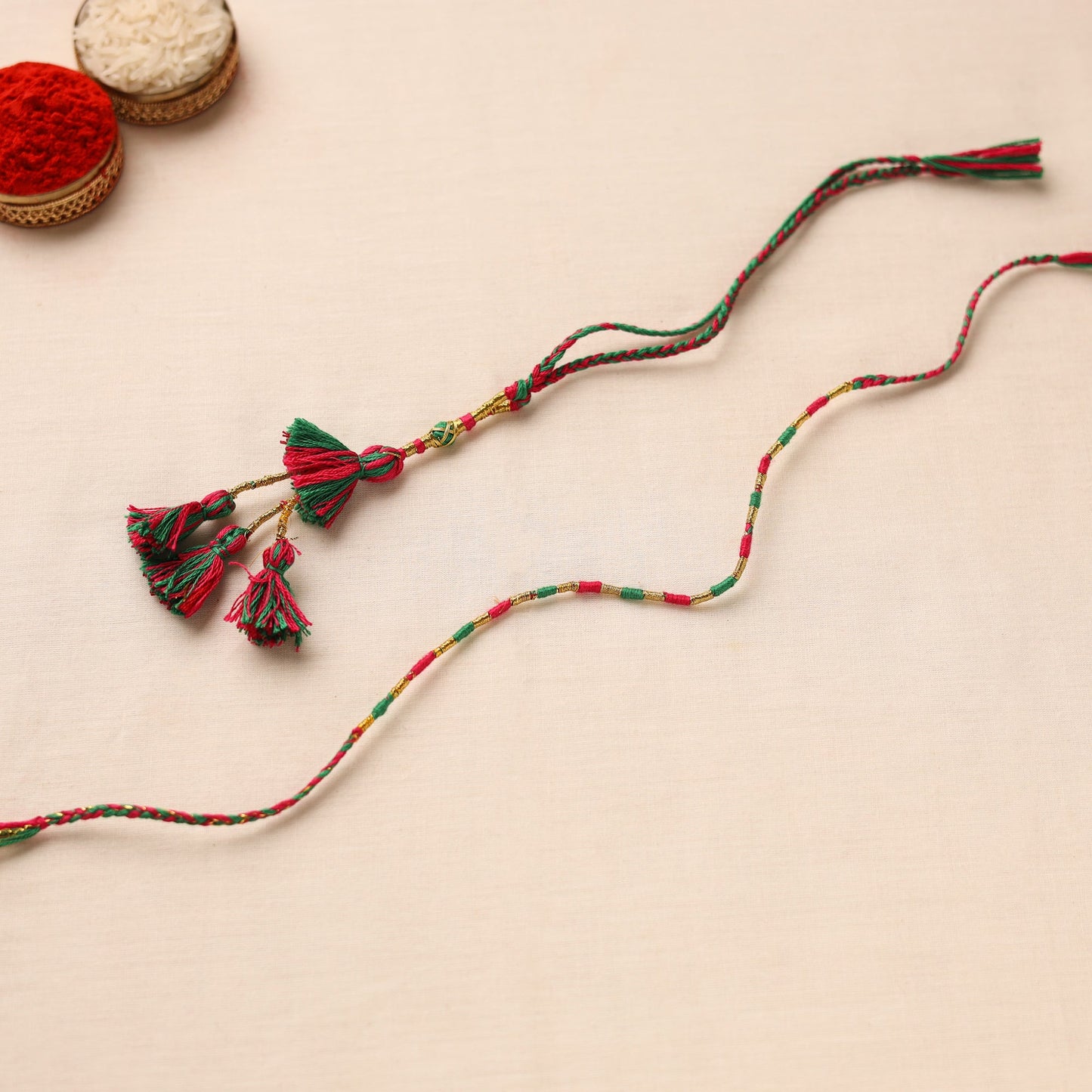 Anant Raksha Thread work Rakhi & Lumba Set