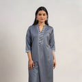 Buy Ananya Grey Linen Cotton Plain Kurta with Gota Work
