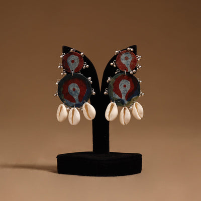 Anika shell & ghungroo work fabart handmade earrings