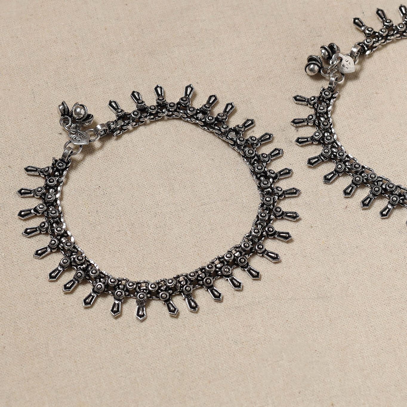 Buy Antique Finish Oxidised German Silver Payal (pair) Online at iTokri.com