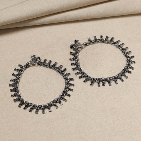  Antique Finish Oxidised German Silver Payal (pair) 