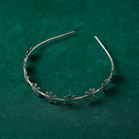  Antique Silver Finish Oxidised Brass Base Hair Band 