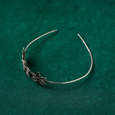  Antique Silver Finish Oxidised Brass Base Stone Work Hair Band 