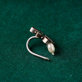  Antique Silver Finish Oxidised Brass Base Stone Work Juda Pin 