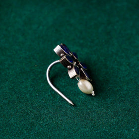  Antique Silver Finish Oxidised Brass Base Stone Work Juda Pin 