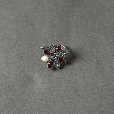  Antique Silver Finish Oxidised Brass Base Stone Work Juda Pin Online at iTokri.com