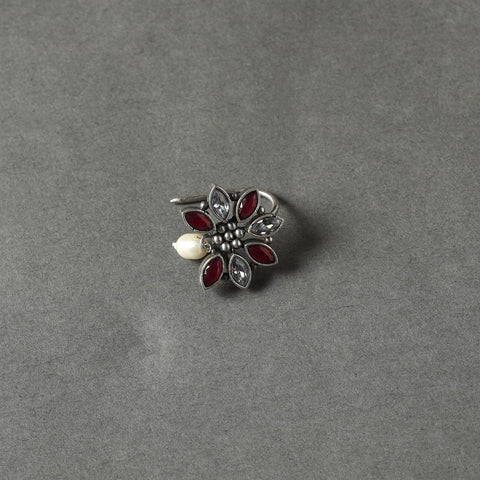  Antique Silver Finish Oxidised Brass Base Stone Work Juda Pin Online at iTokri.com