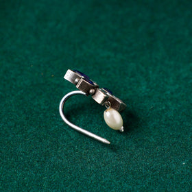  Antique Silver Finish Oxidised Brass Base Stone Work Juda Pin 