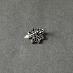  Antique Silver Finish Oxidised Brass Base Stone Work Juda Pin 