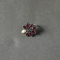  Antique Silver Finish Oxidised Brass Base Stone Work Juda Pin 