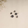 Antique silver finish oxidised stone work nosepin (set