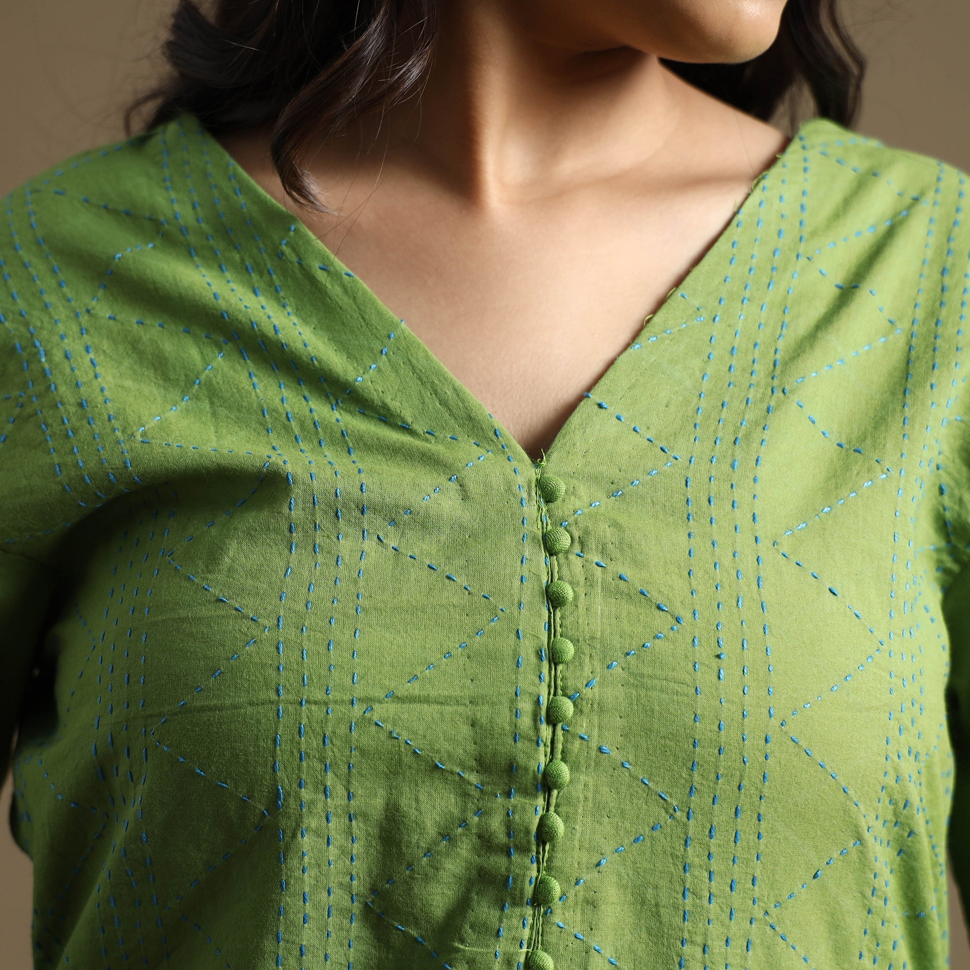  Plain Cotton Tagai Work Long Kurta 