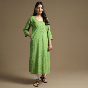  Plain Cotton Tagai Work Long Kurta 