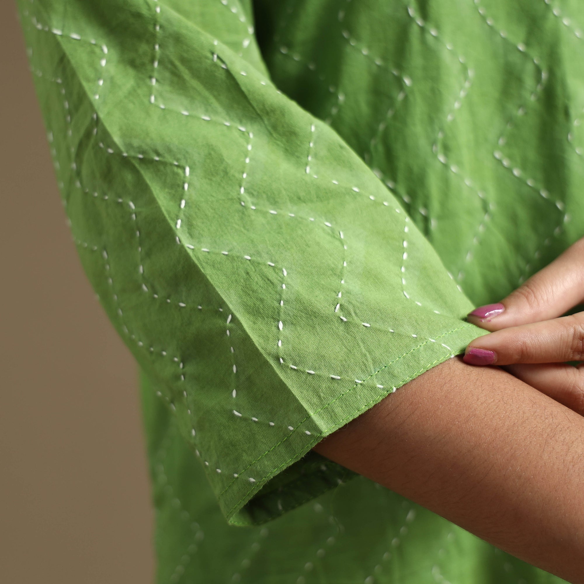  Plain Cotton Tagai Work Long Kurta 