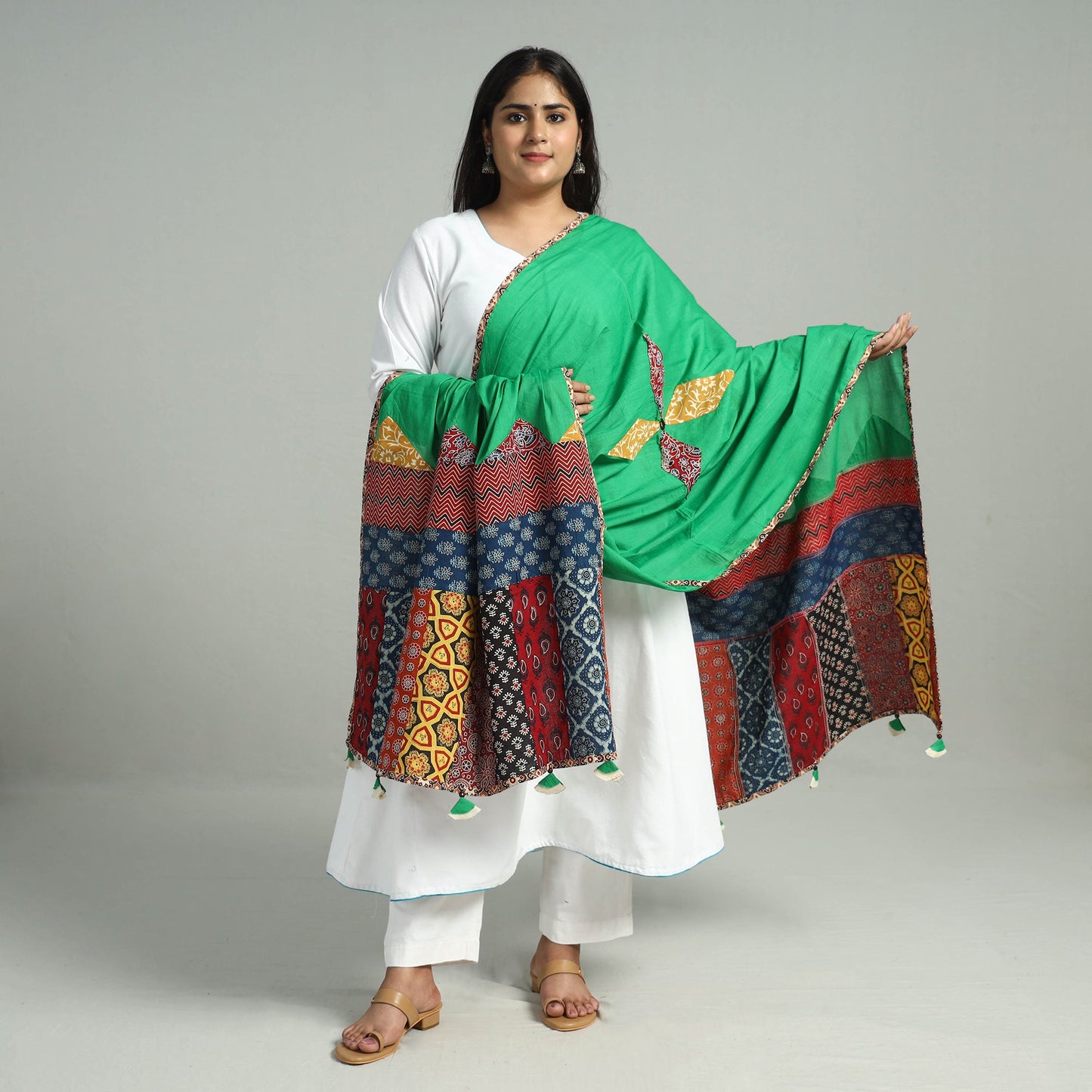 Authentic Cotton Dupatta With ajrakh Applique Work Online