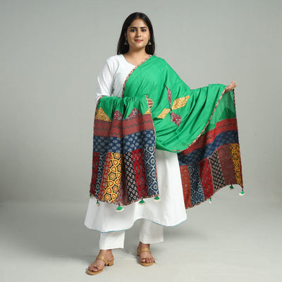 Authentic Cotton Dupatta With ajrakh Applique Work Online