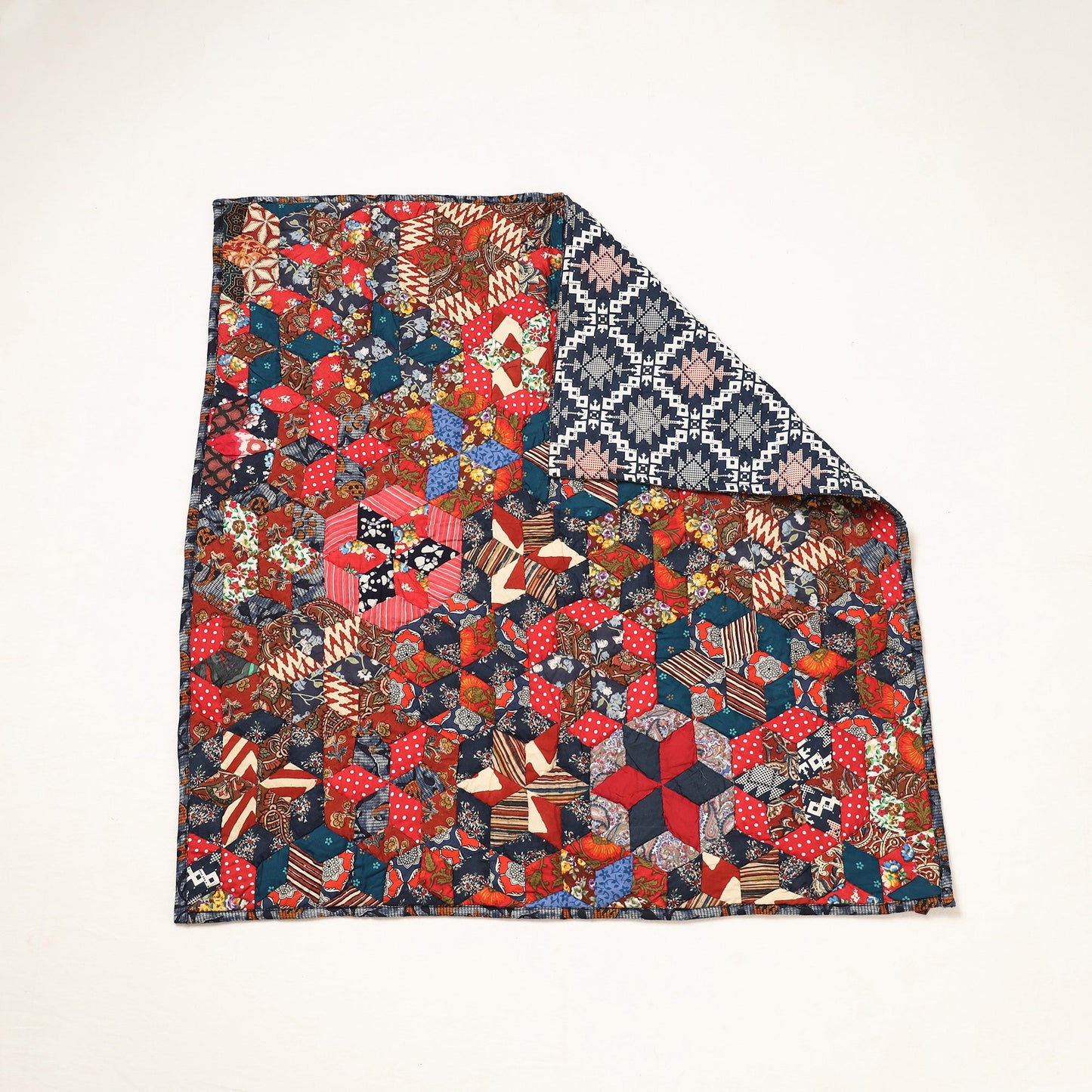  Applique Quilted Reversible Multipurpose Mat by Purkal Stree Shakti Samiti (37 x 36 in) 