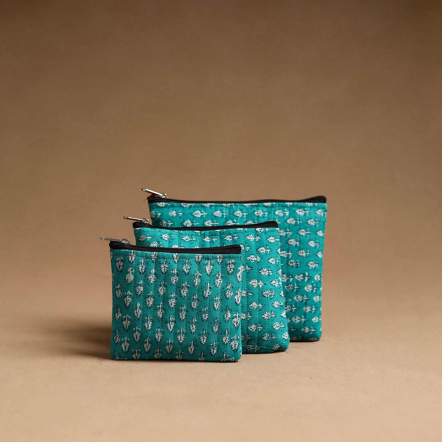 Aqua blue - handmade cotton multipurpose utility pouches